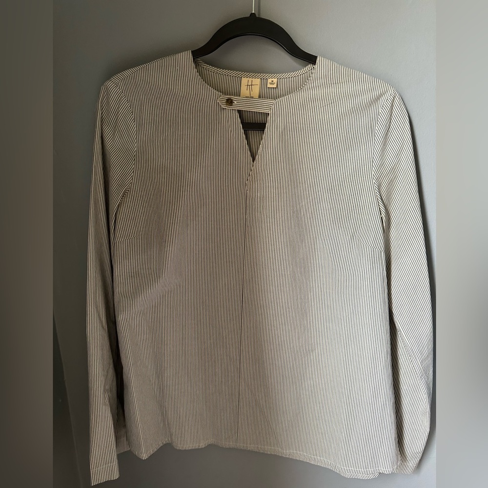 Flare Striped long-sleeve blouse (Hana tajima x uniqlo)